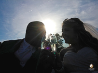 Toasting Wedding in Horse Carriage by Terri Aigner